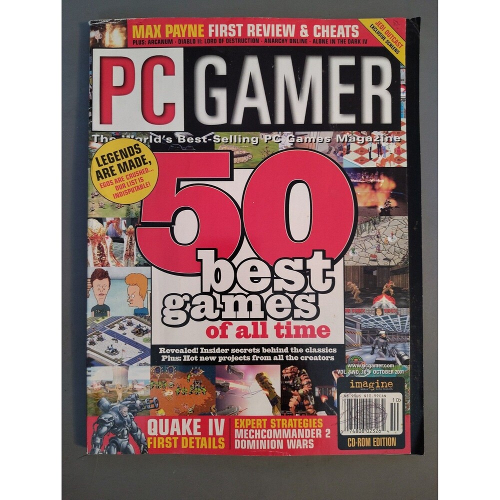 PC Gamer Magazine October 2001 50 Best Games of All Time NO LABEL